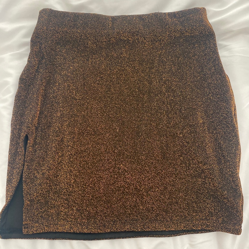 gold & black sparkle “party” mini skirt